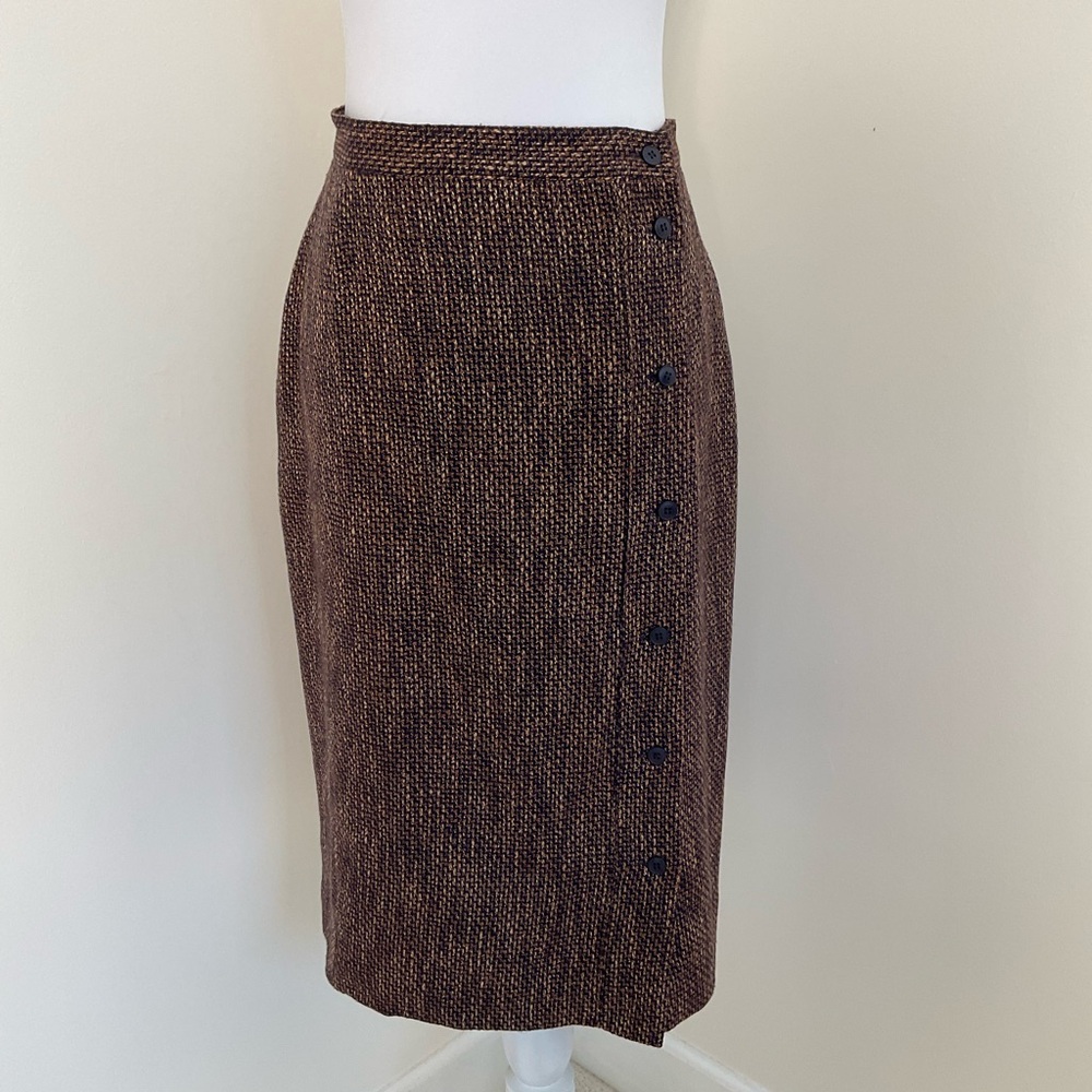 Vintage West Bay Chic Brown Tweed Pencil Skirt